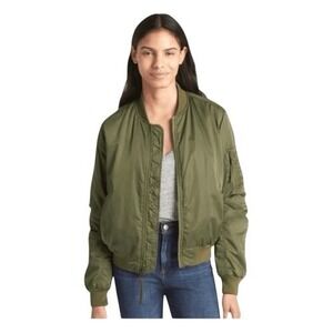Gap Classic Satin Bomber Jacket Hunter Green XS